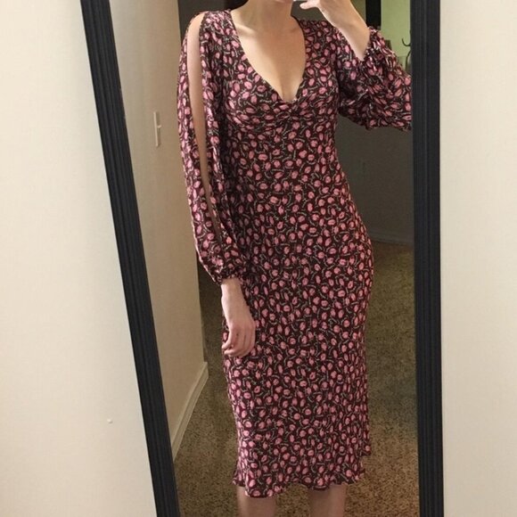 Diane von Furstenberg DVF vintage 2000 y2k L'Amour lip print silk midi dress - Picture 3 of 7